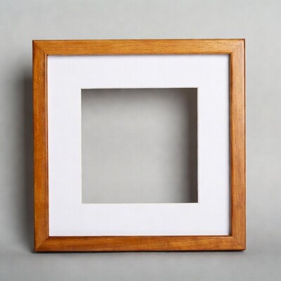 Wooden picture frame with white mat