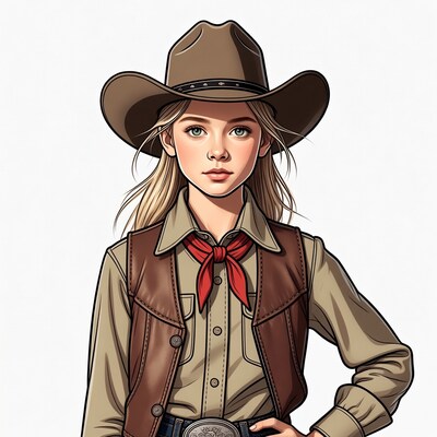 Young girl in cowboy hat