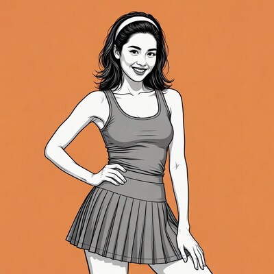 Woman in tennis outfit smiling