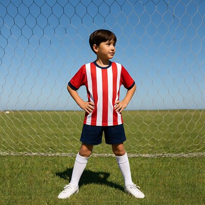Young boy in soccer uniform