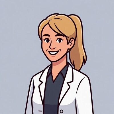 Smiling woman in lab coat
