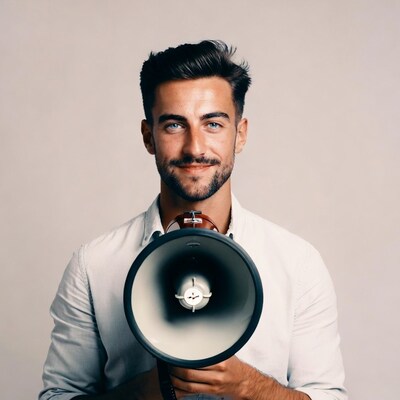 Man holding megaphone