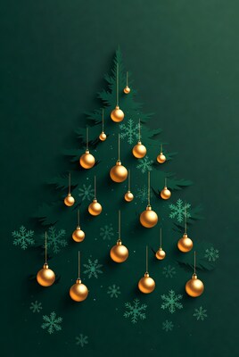 Golden Christmas Ornaments on Tree