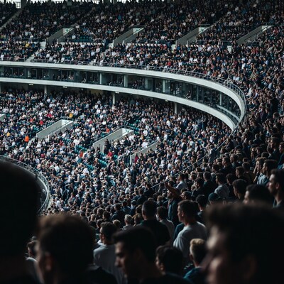 Crowd in stadium stands