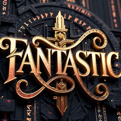 Fantastic golden sword logo