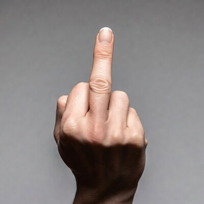 Hand showing middle finger gesture