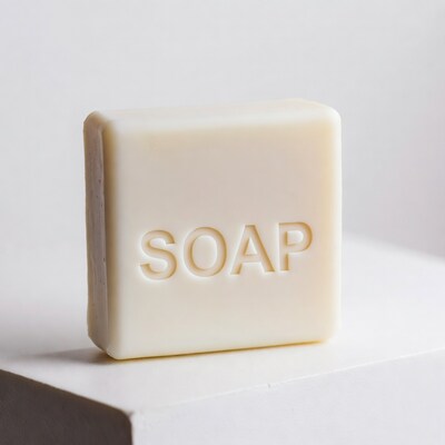 White soap bar on surface