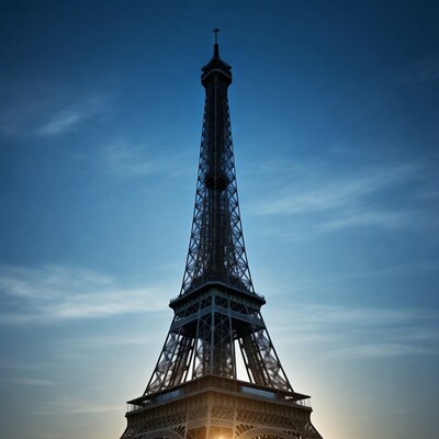 Eiffel Tower against blue sky