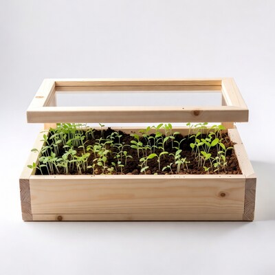 Wooden Seedling Tray with Glass Lid