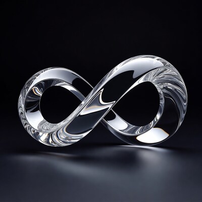 Glass infinity symbol sculpture