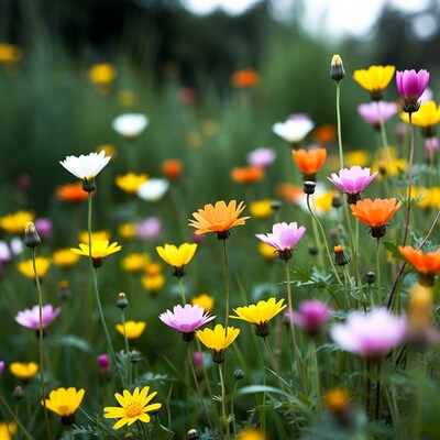 Colorful Wildflowers in Meadow