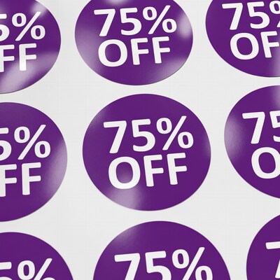 75 Percent Off Sale Stickers