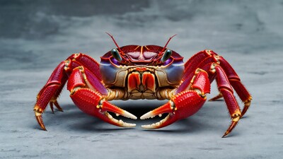Red crab on gray background