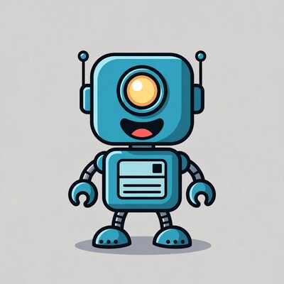 Cute blue robot cartoon