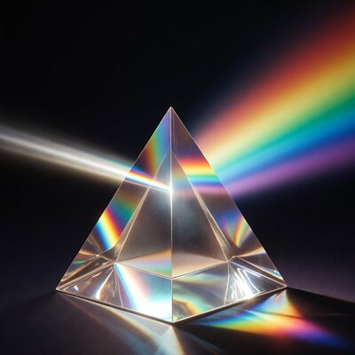 Glass prism with rainbow light