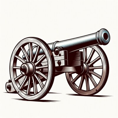 Vintage cannon on wheels