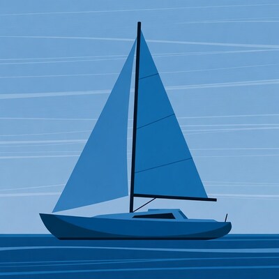 Sailboat on blue water