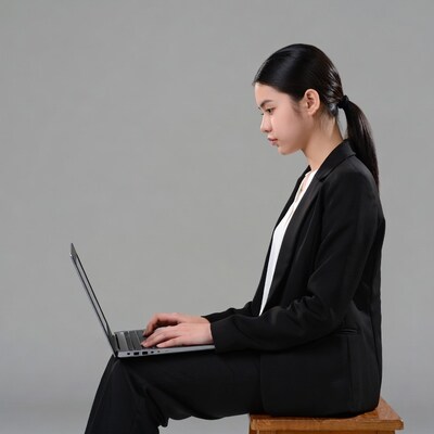 Young woman using laptop