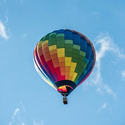 Colorful hot air balloon in sky