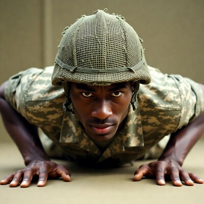 Soldier doing push ups
