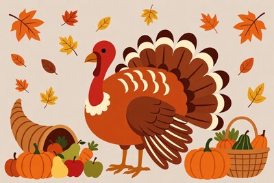 Thanksgiving Turkey with Fall Harvest