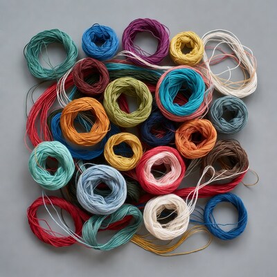 Colorful embroidery floss bundles