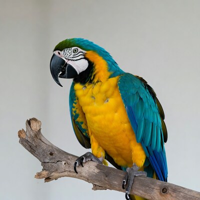 Blue and Yellow Macaw on Branch