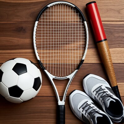 Sports Equipment on Wooden Table