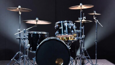 Black drum set with cymbals