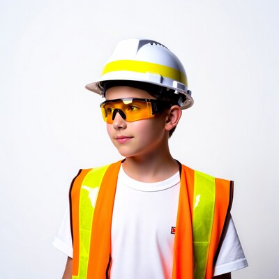 Boy in safety gear