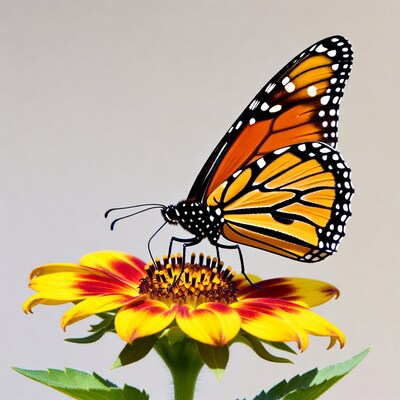 Monarch butterfly on yellow flower
