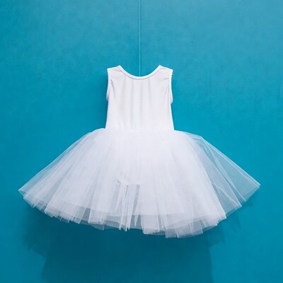 White tutu dress on blue background