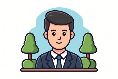 Businessman in suit with trees