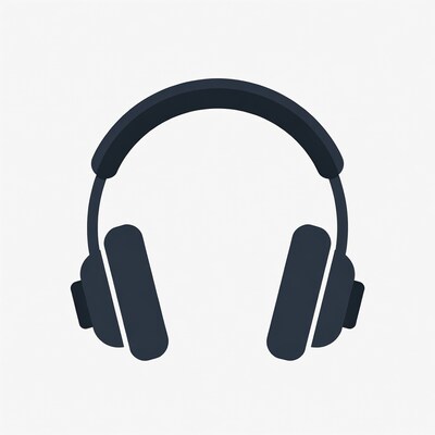 Black headphones on white background