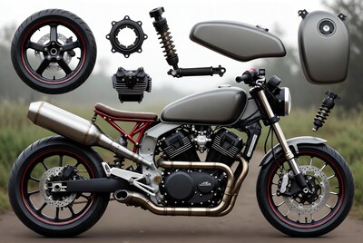 Custom Motorcycle with Parts