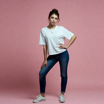 Young woman posing in casual outfit