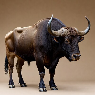 Bull with large horns