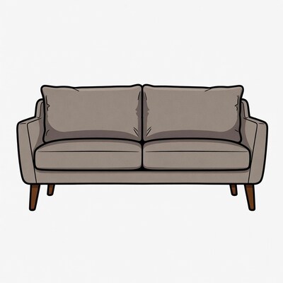 Gray sofa with wooden legs