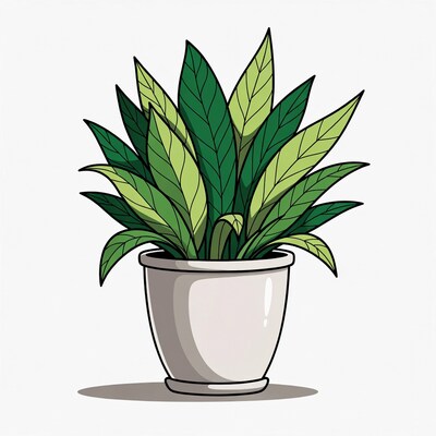 Potted plant with green leaves