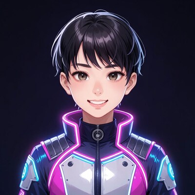Anime girl in neon suit