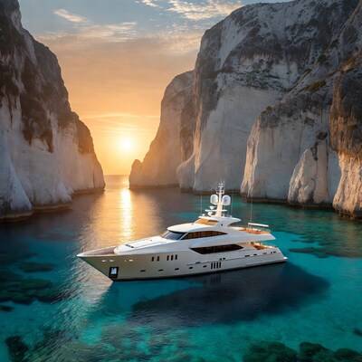 Luxury yacht in turquoise waters