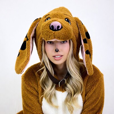 Woman in dog costume