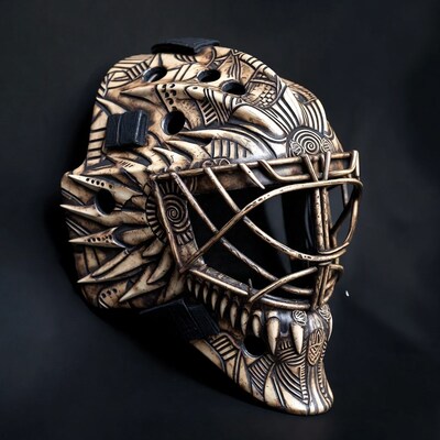Ornate hockey goalie mask