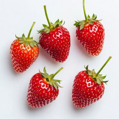 Fresh red strawberries on white background