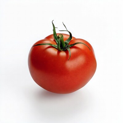 Fresh red tomato on white background