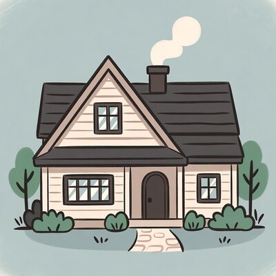 Cozy house with chimney smoke