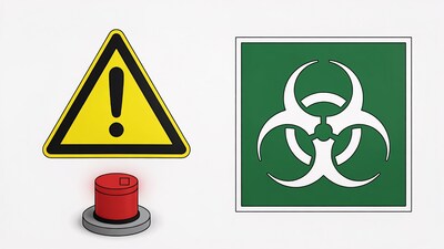 Warning Sign and Biohazard Symbol