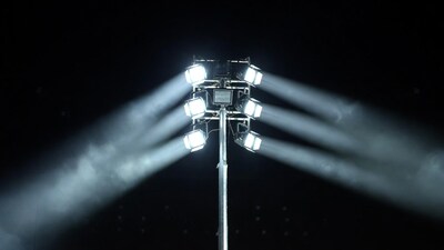 Stadium lights at night