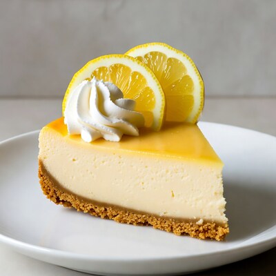 Lemon Cheesecake Slice with Whipped Cream