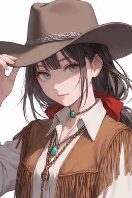 Cowgirl in Brown Hat